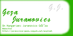 geza juranovics business card